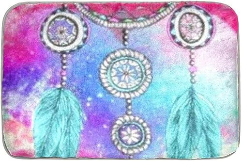 Alfombra de área alfombras de sala de estar alfombra para dormitorio 24 x 16 pulgadas patrón colorido de plumas de atrapasueños