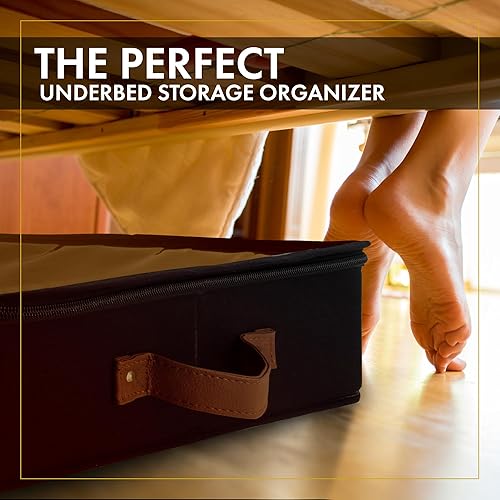 Miniatura 8 de HOMELUX THEORY Contenedores de almacenamiento de perfil bajo debajo de la cama, 33 x 17 x 4.5 pulgadas, organizador de ropa y zapatos, caja de