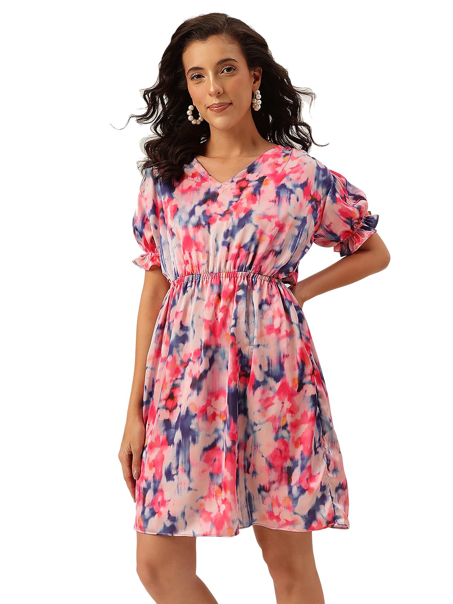 Pink Abstract Printed Beach Dress-image-28