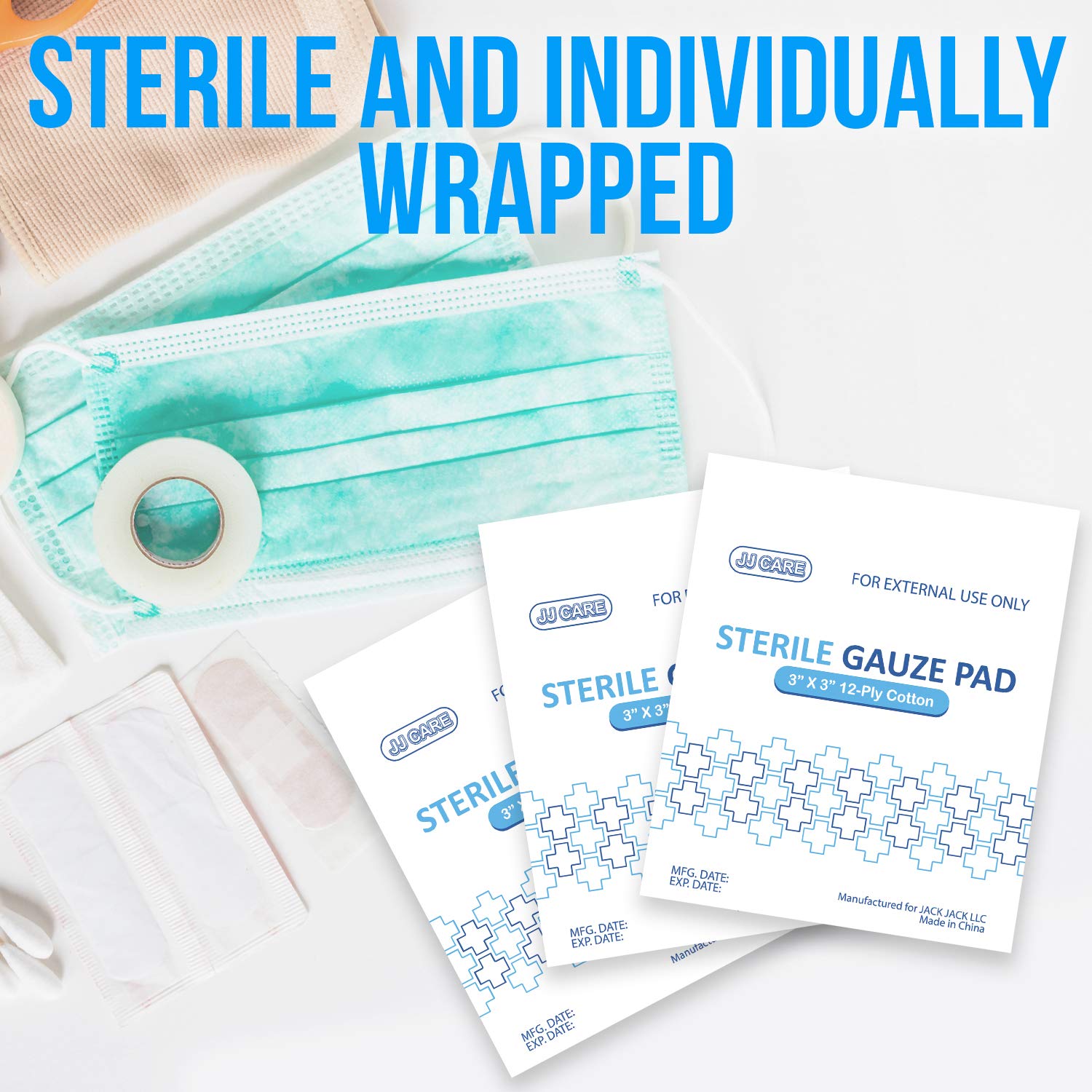 Buy JJ CARE Sterile Gauze Pads [Pack of 100], 3x3 Gauze Pads, Sterile