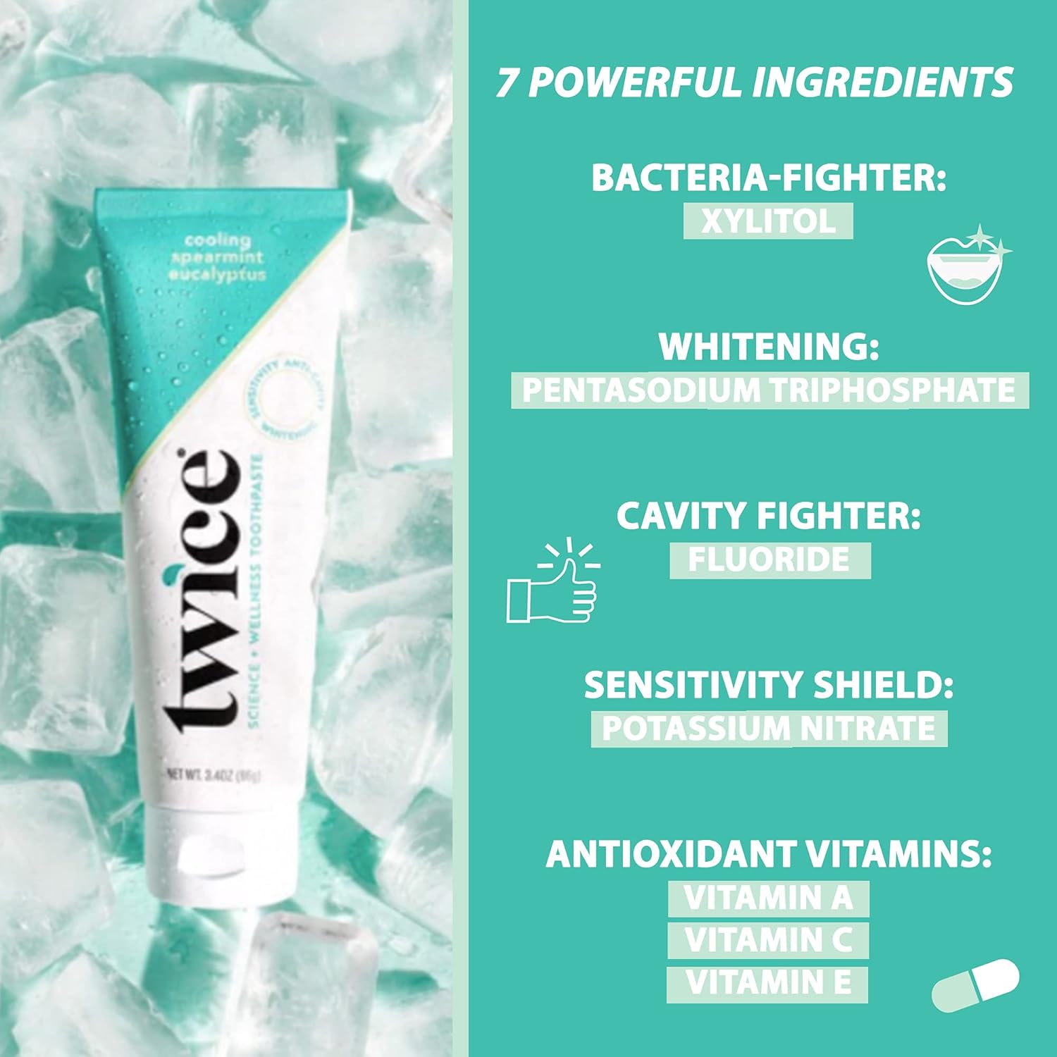 Buy Twice Vegan Toothpaste For Sensitive Teeth And Gums And Teeth Whitening Toothpaste - Sls Free Toothpaste With Fluoride And Cavity Protection - Cooling Spearmint Eucalyptus 2-pack Online In Indonesia B09558hzh4