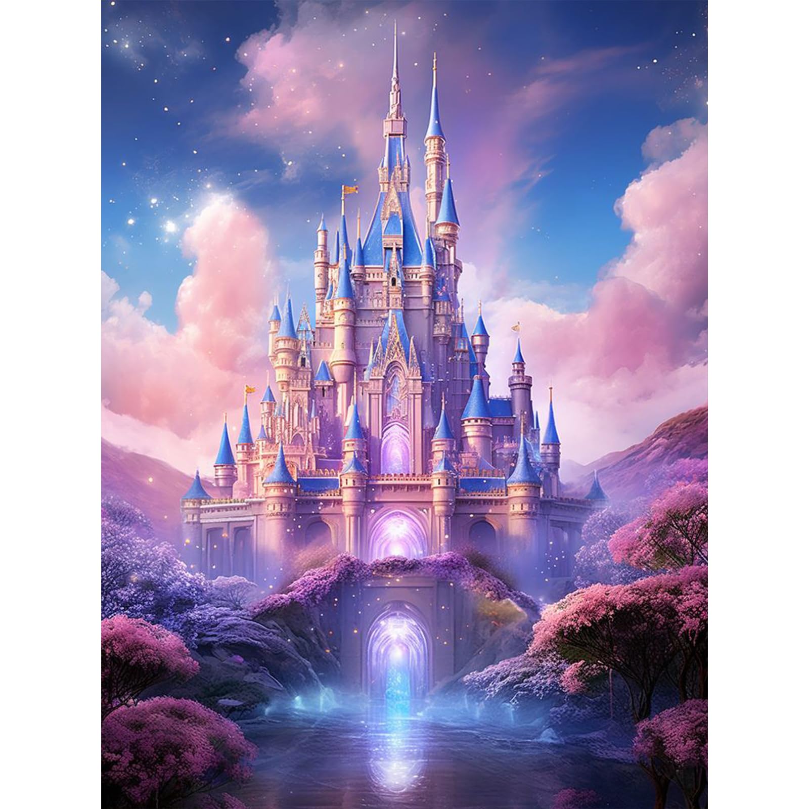 Fountor Diamond Art Kits for Adults Beginners, DIY Castle Diamond Painting Kits Cartoon for Adults, Cartoon Castle Gem Art Kits for Gift Home Wall Decor 12x16 inch
