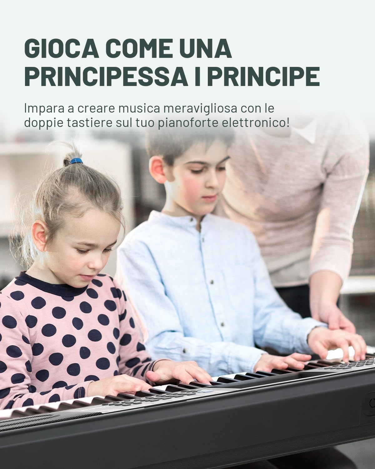 Donner DEK-610S Keyboard Piano 61 tasti tastiera elettrica 249 voci 249 ritmi supporto sgabello microfono nero
