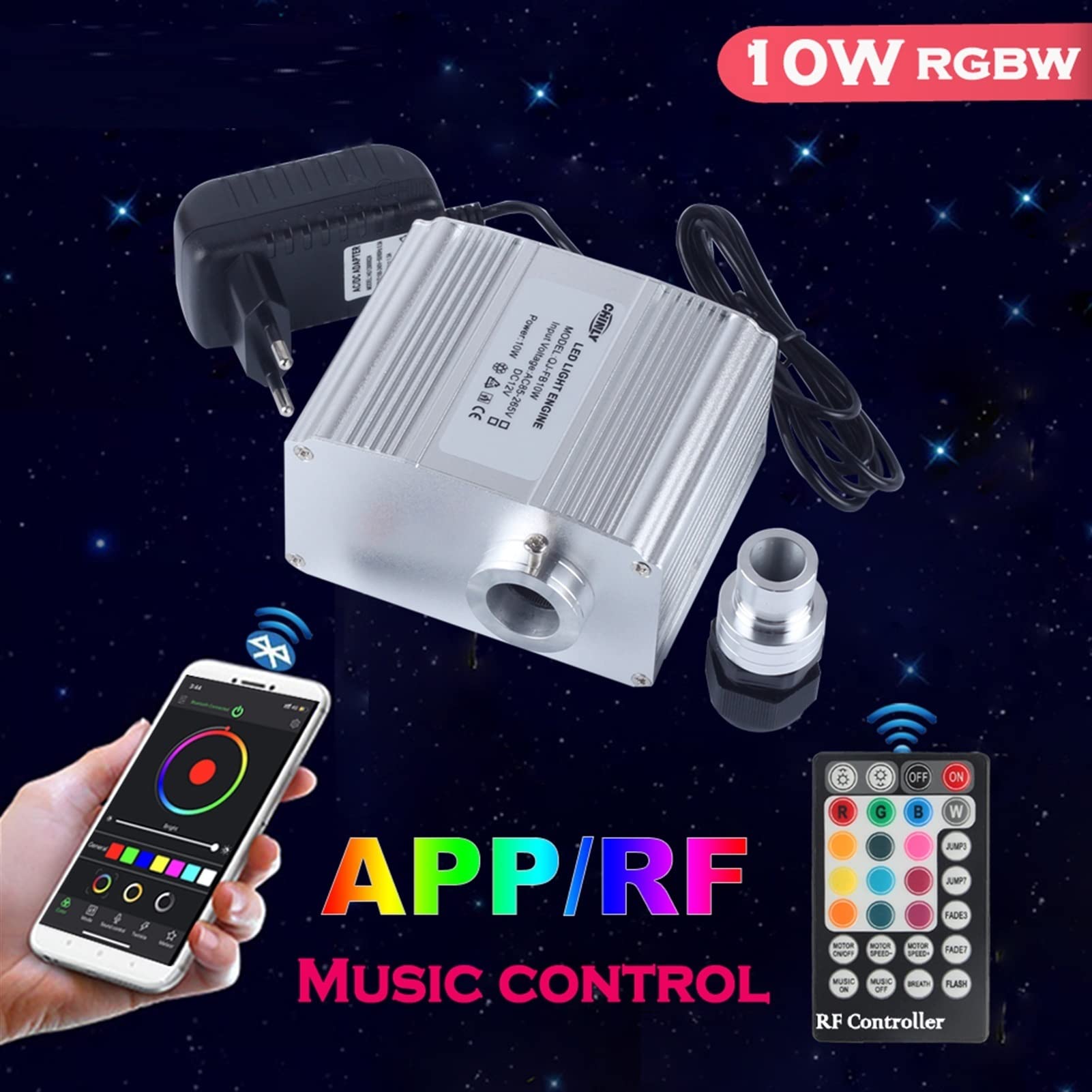 Starlights do Samochodu Kontrola Bluetooth Twinkle 10W światła Smartphone Muzyka Sterownik z kontrolera RF PROWADZONY Światła źródła Deiver. NOWY