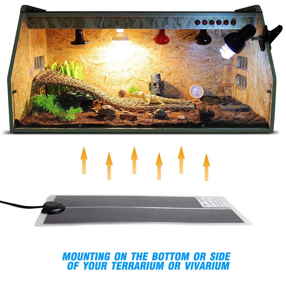 Manta Calefactora para Reptiles, 2 PIEZAS Almohadilla Térmica para Reptiles con Temperatura Ajustable para Reptiles Tortuga Serpientes Lagartos Geckos -Tapetes Térmicos para Terrarios(28x15CM) - 3
