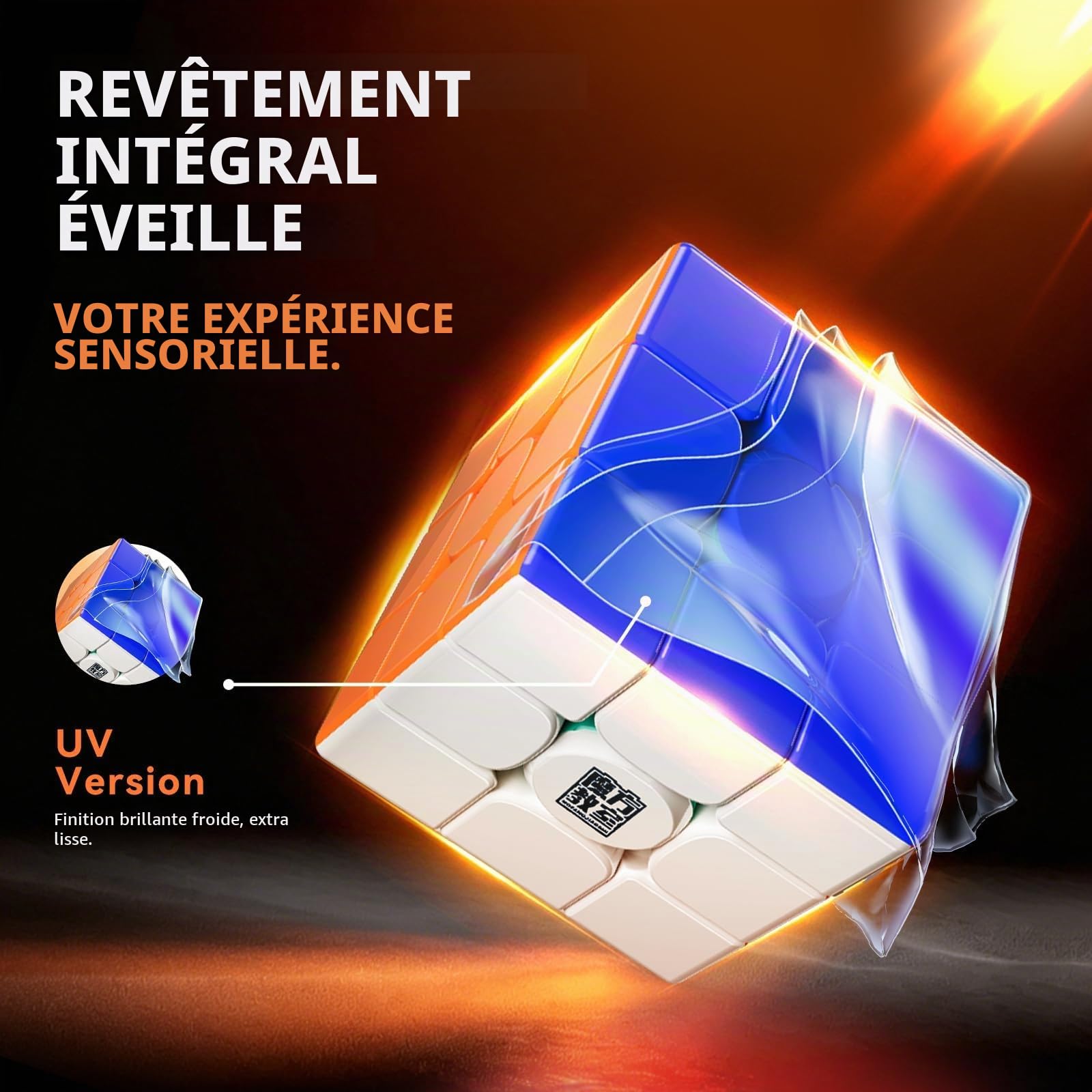 Moyu RS3M V5 SE 2025 Ball Core UV Coated 3x3 SpeedCube, 3x3 Puzzle sans autocollant RS3M V5 MagLev Master Cube Cadeau pour Speed Cuber (MagLev + Ball Core Magic Clothes)