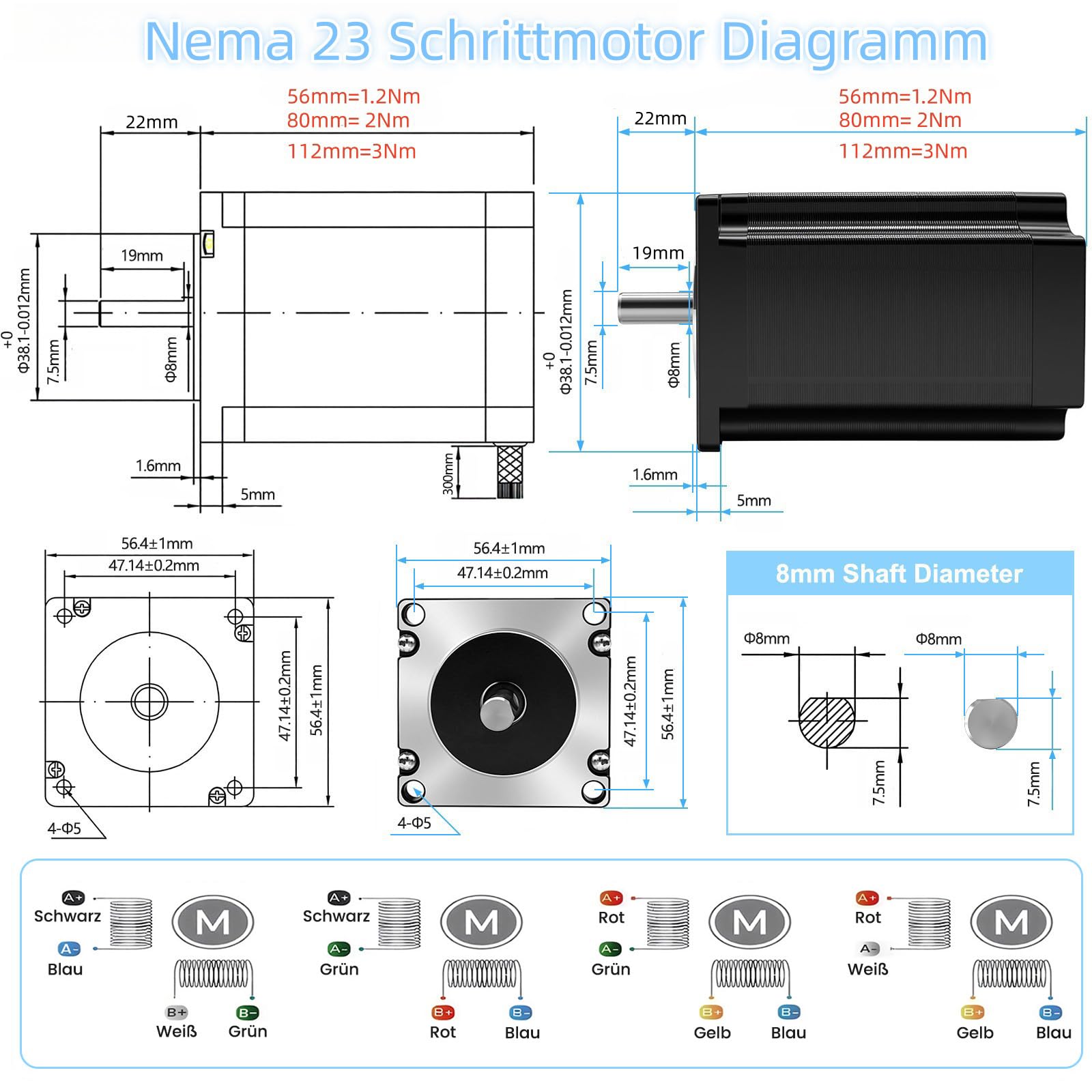 Nema 23 Kit motore passo-passo con 3 pezzi Nema23 57 mm 3 Nm stepper motore stepper e driver DM556 e 1 alimentatore da 350 W 24 V e scheda di controllo Mach3 CNC per macchine per incisione, set di