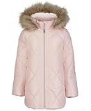 girls Short Length Hooded Winter Diamond Quilt Puffer Jacket With Fleece Lining
