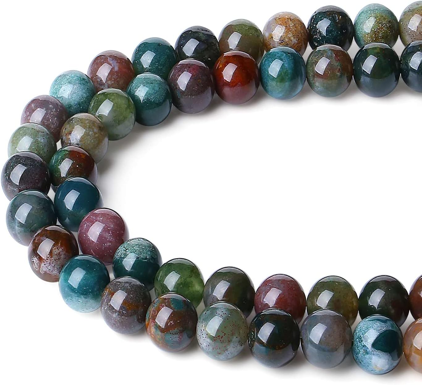 LAIDANLA Indian Agate 6mm Natural Stone Beads Round Loose Gemstone Stone Beads for DIY Bracelet Necklace Earrings Jewelry Making Polishing Genuine Real Beading Crystal 96PCS 2 Strand 32" - Image 2