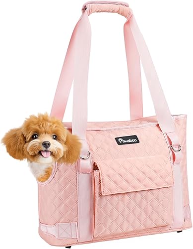 Pawaboo Bolsa transportadora para perros, bolsa de transporte para mascotas con bolsillos, bolsa transpirable de lados suaves para mascotas con