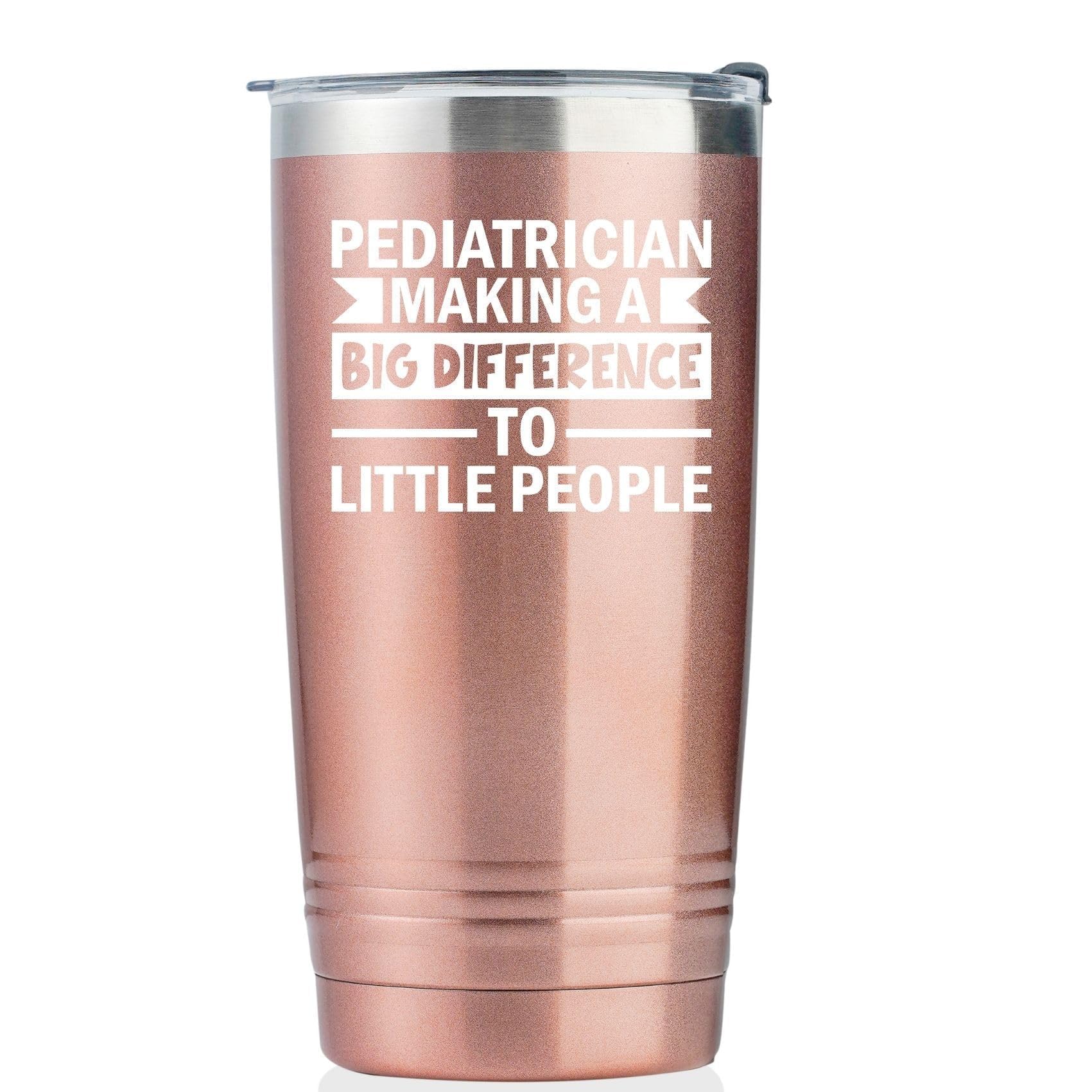 Gobelet pédiatrie or rose « Faire une grande différence pour les petits gens » en acier 591 ml