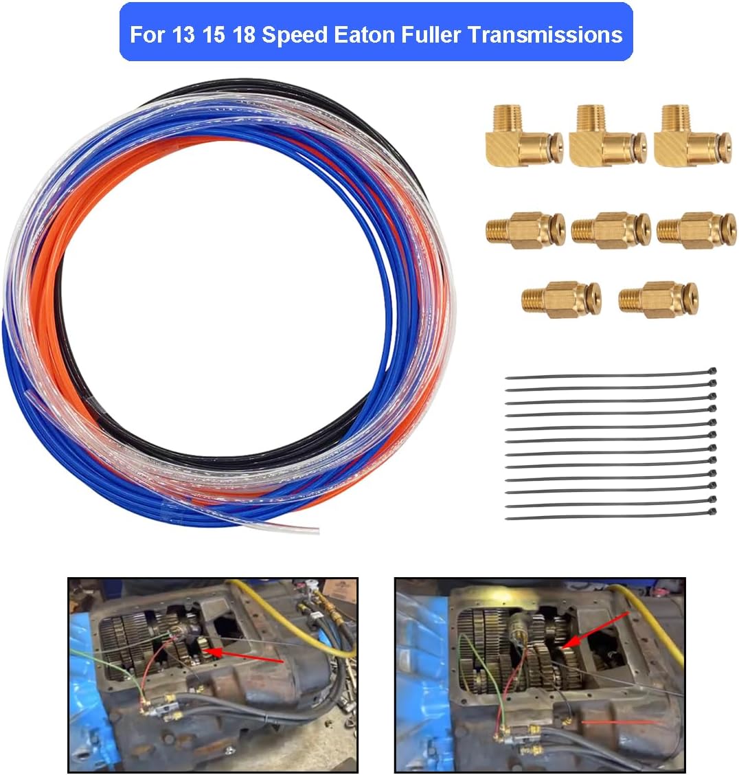 Shift Knobs Air Line Kit Compatible with 13 15 18 Eaton Fuller Transmissions, 12 Feet High Pressure Resistant Air Tubes with Push-in Fittings, Update Your Transmission Air System