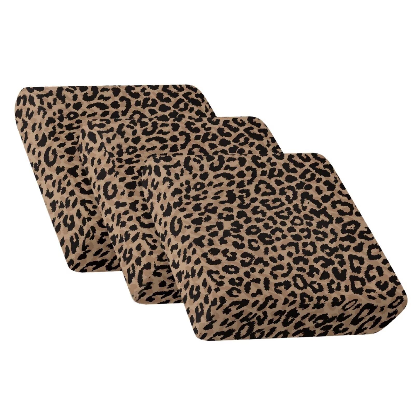 Housse extensible pour canapé 3 coussins motif léopard marron lavable