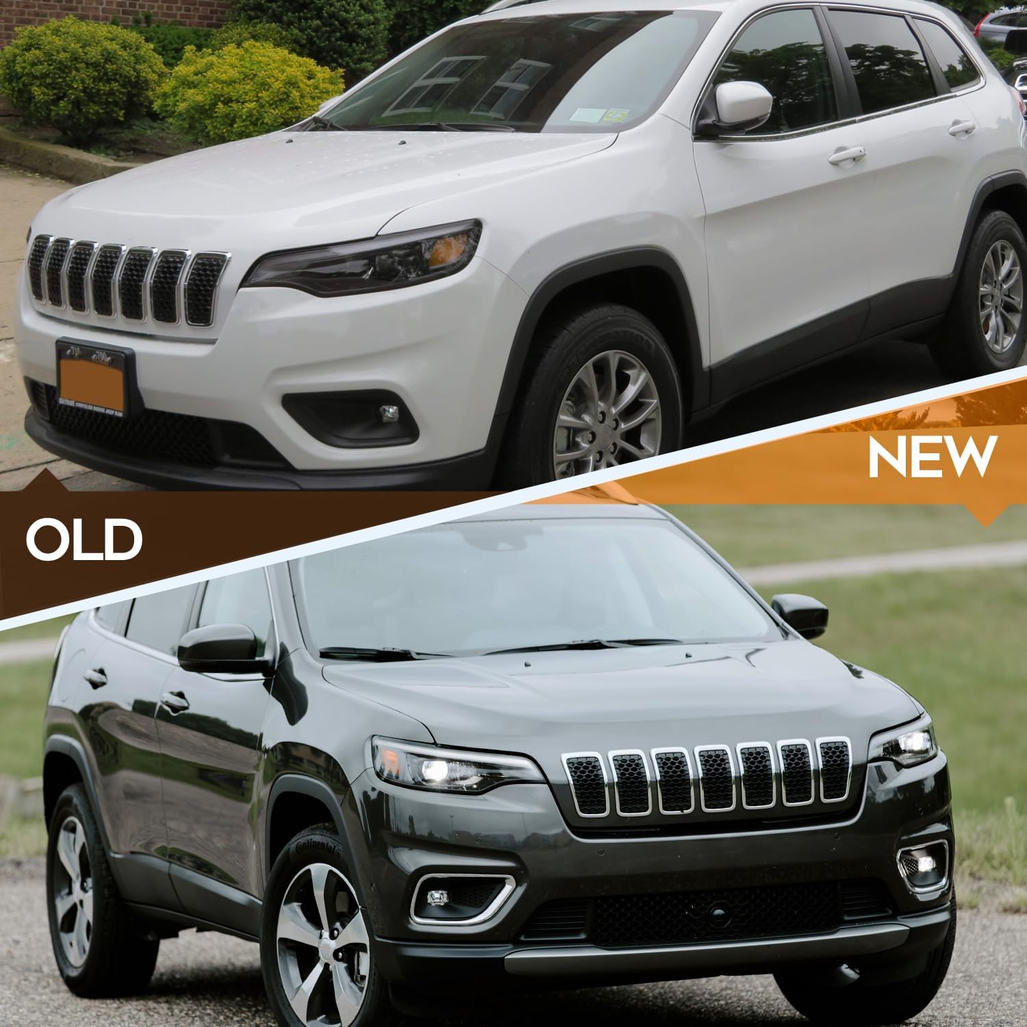 Headlight Assembly Compatible with for Jeep for Cherokee 2019-2021 Driver Side Bulbs Are Included 68275945AH 68275945AC 68275945AD 68275945AE 68275945AF 68275945AG