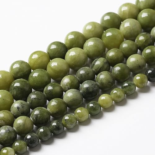 Miniatura 2 de Cuentas de jade verde chino natural, cuentas redondas sueltas para hacer joyas, pulseras, collares, 0.315 in, 45 unidades, 15 pulgadas