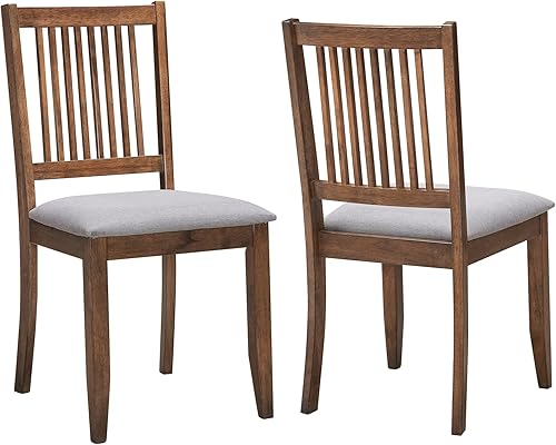 Duhome - Juego de 2 sillas de comedor de madera, sillas de cocina con respaldo, sillas de comedor tapizadas para sala de estar, nogal rústico