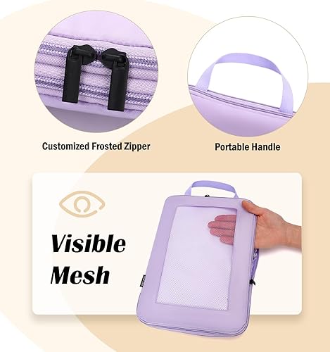 Miniatura 4 de Cubos de embalaje de compresión para viajes, juego de 8 cubos de embalaje con bolsa de aseo para accesorios de viaje, bolsa organizadora