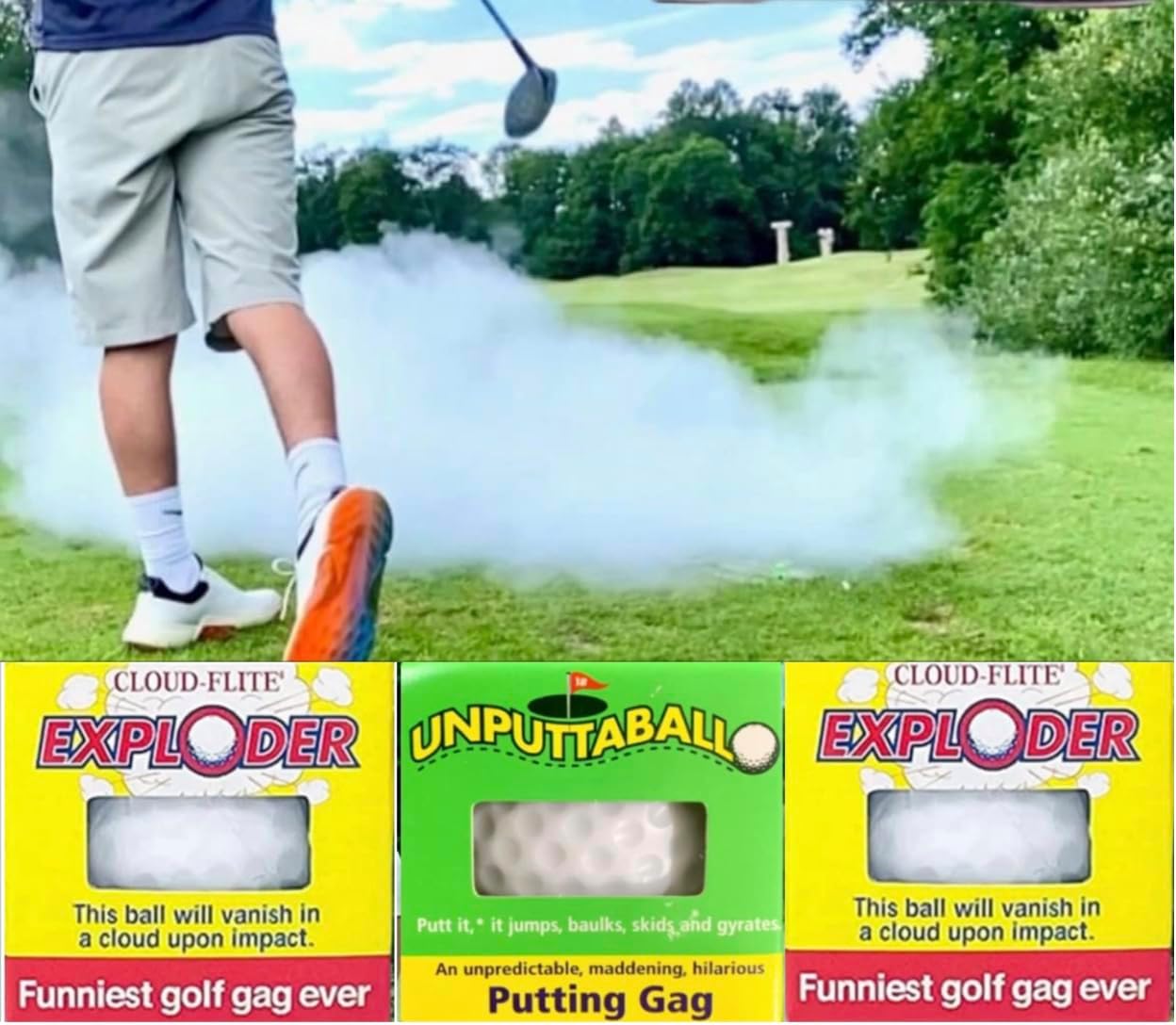 Trick Exploding & Unputtable Golf Ball 3 Pack