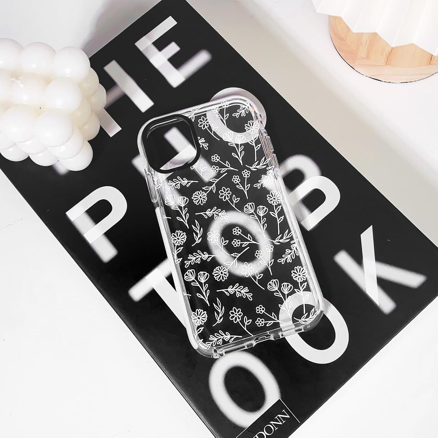 nititop compatible for iphone 11 case cute flower floral clear for women girl ultra slim crystal shockproof soft tpu anti-yellow protective phone cover - white white iphone 11