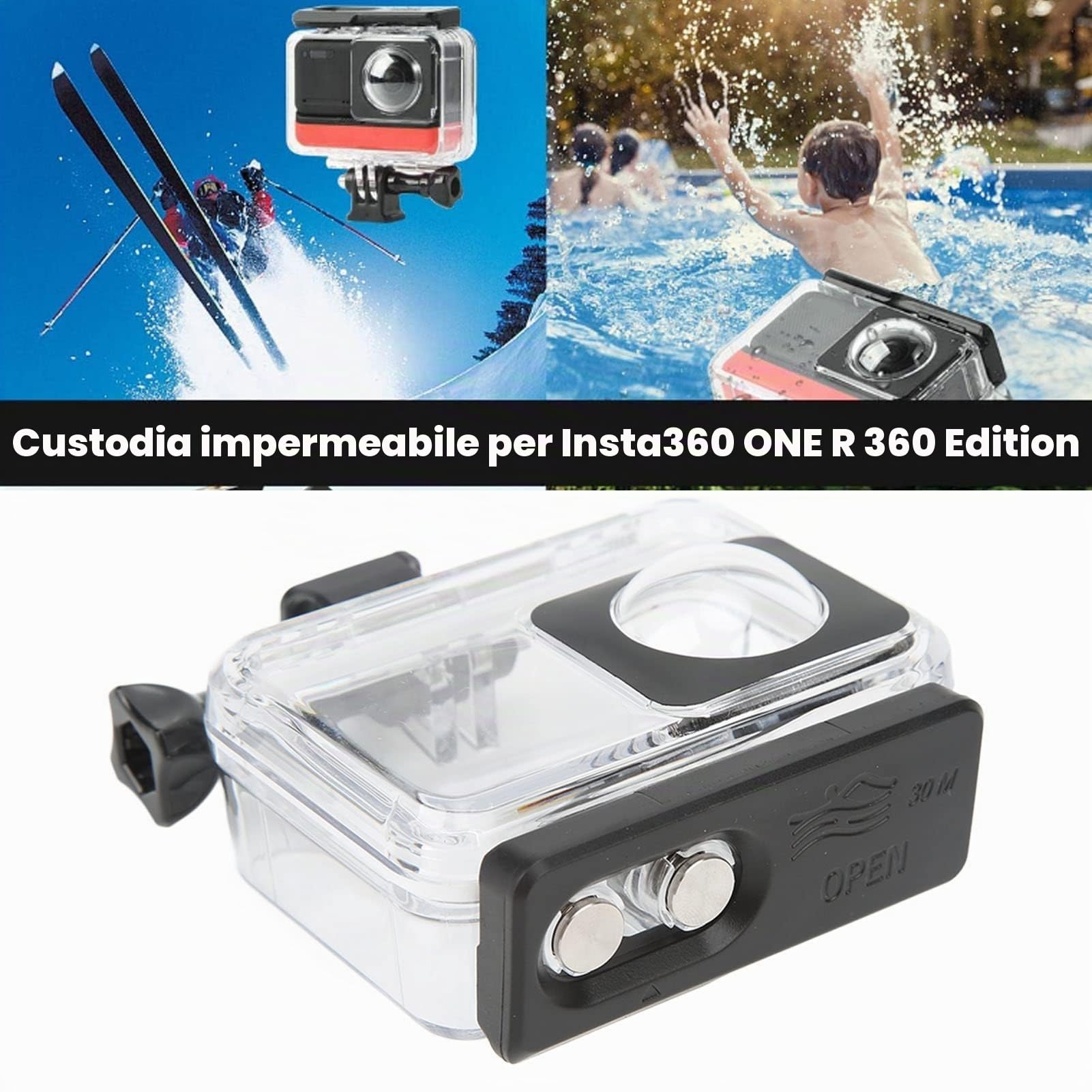 Custodia da Immersione per One RS, per , Custodia Subacquea Impermeabile 30M, Custodia Protettiva per Action Cam