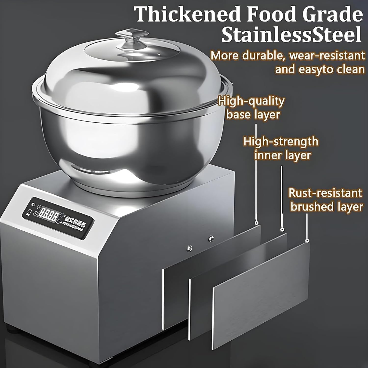 Impastatrice Professionale da 1800 W - Impastatrice a Spirale Professionale con Vasca Rimovibile, Doppia Rotazione E Timer per Panetteria, Pizzeria E Ristorante