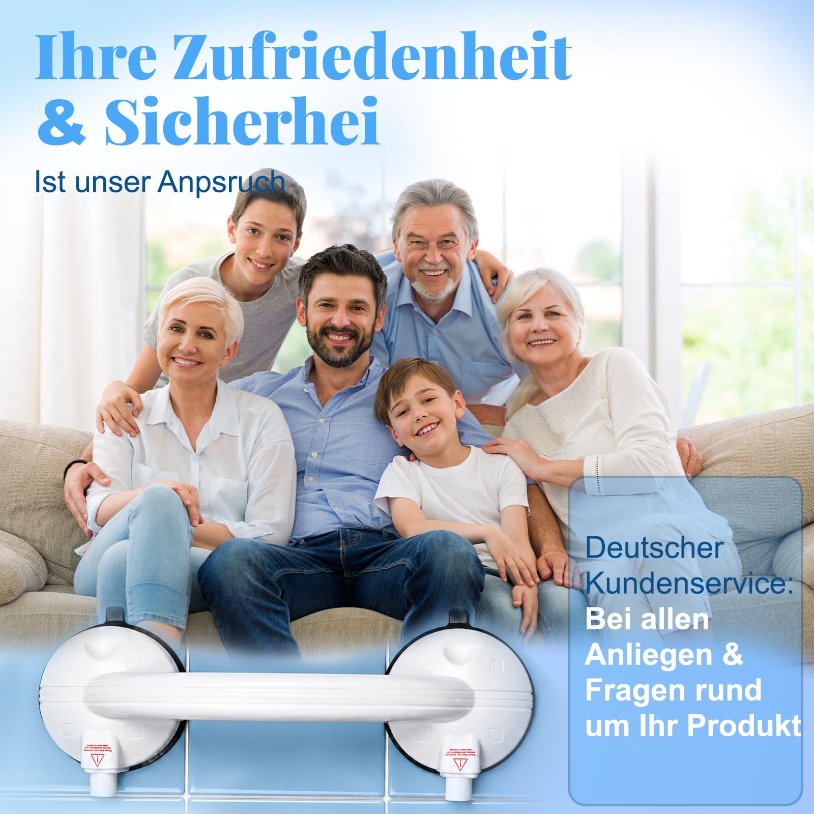 Haltegriffe für Senioren, Haltegriff Dusche mit Saugnapf bis 150KG, 34.5 CM