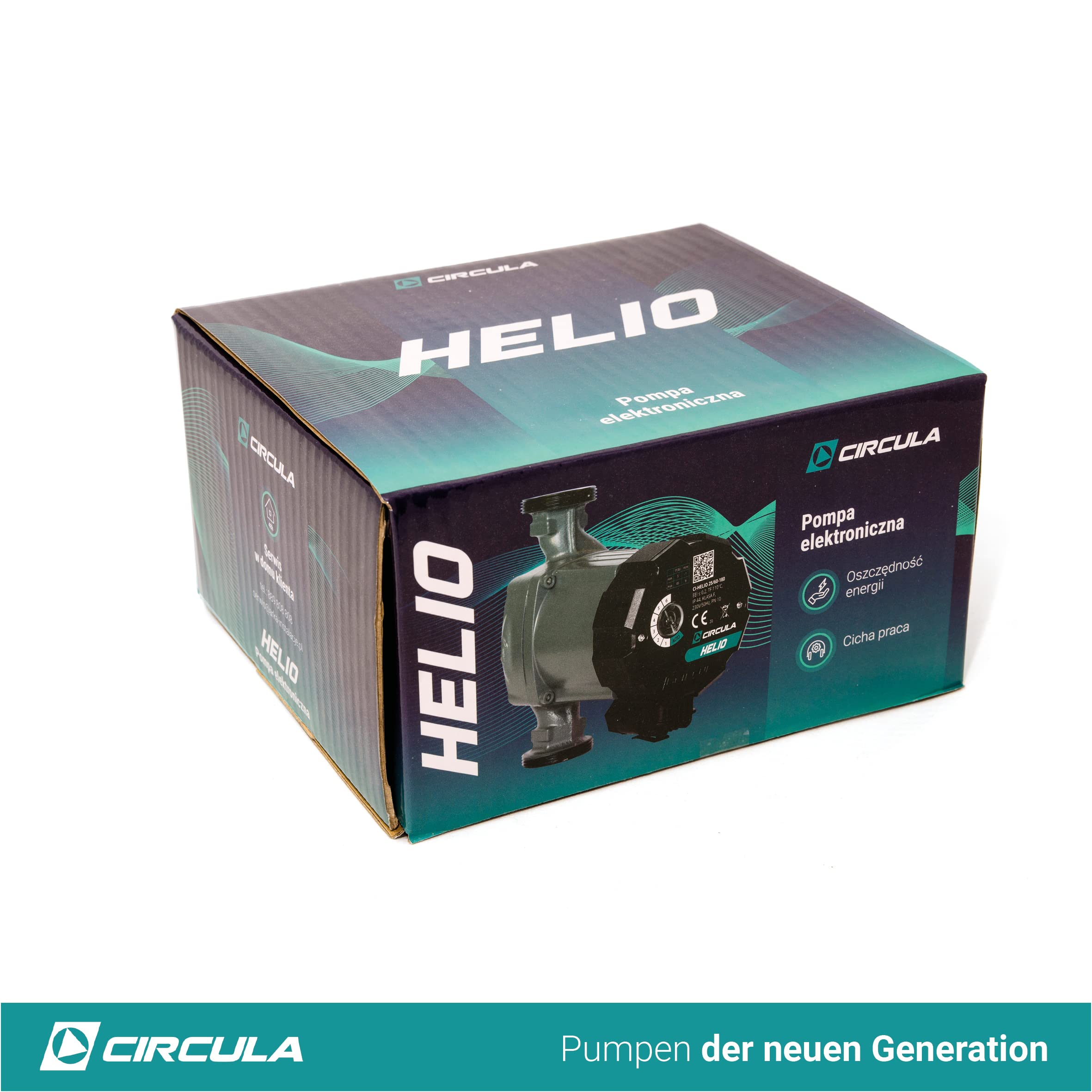 CIRCULA Hocheffizienzpumpe Helio 25-40/180, Robuste Umwälzpumpe und Heizungspumpe, IP 44, Auto-Modus und Stufenloser Drehknopf für Einfachste Bedienung, Spart bis zu 80% an Strom