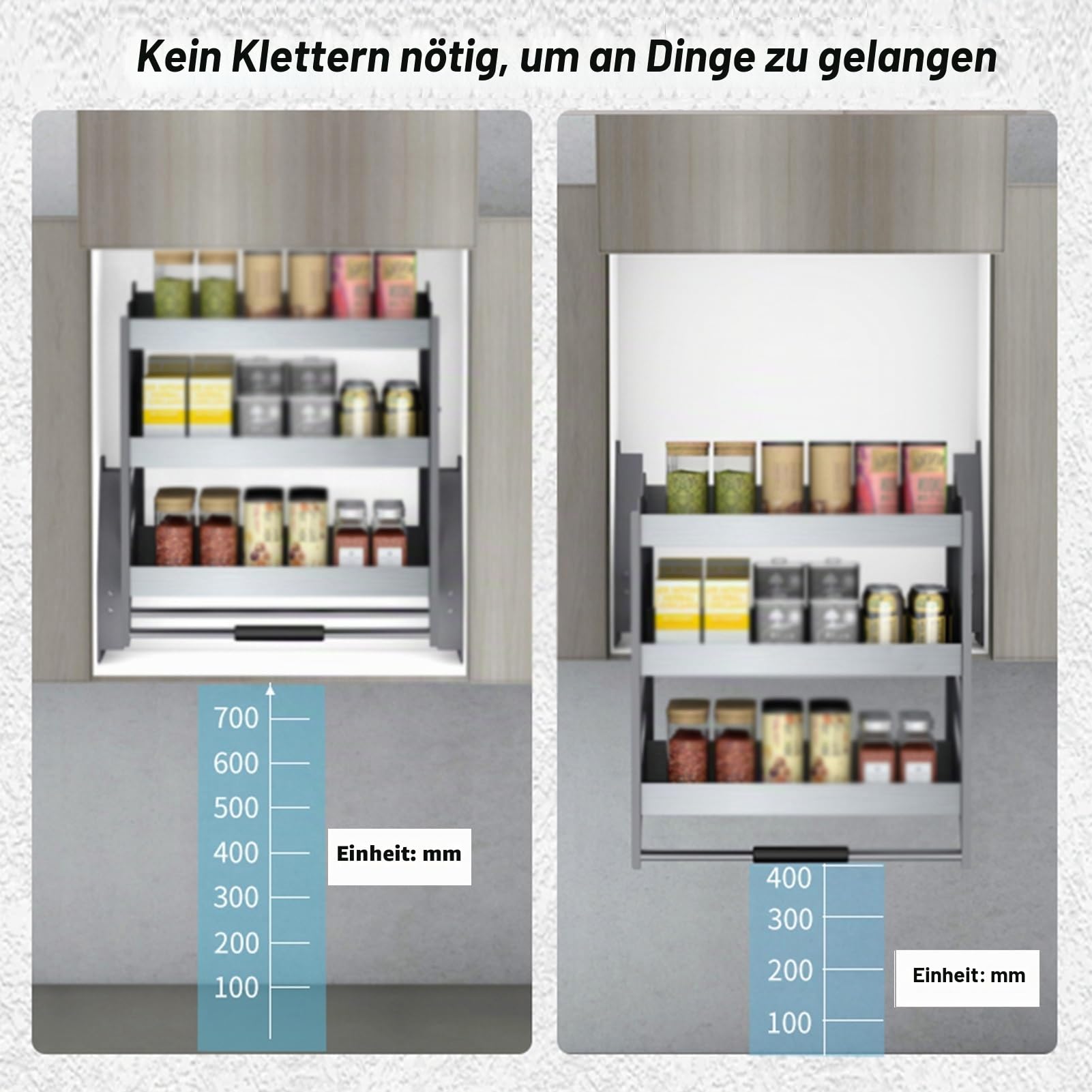 3-stufiger Pull-Down-Wandschrank-Organizer, Ausziehbares Wandregal, Schiebekorb, 30 Kg Gewicht, Platzsparender Organizer For Oberschränke(600mm cabinet)