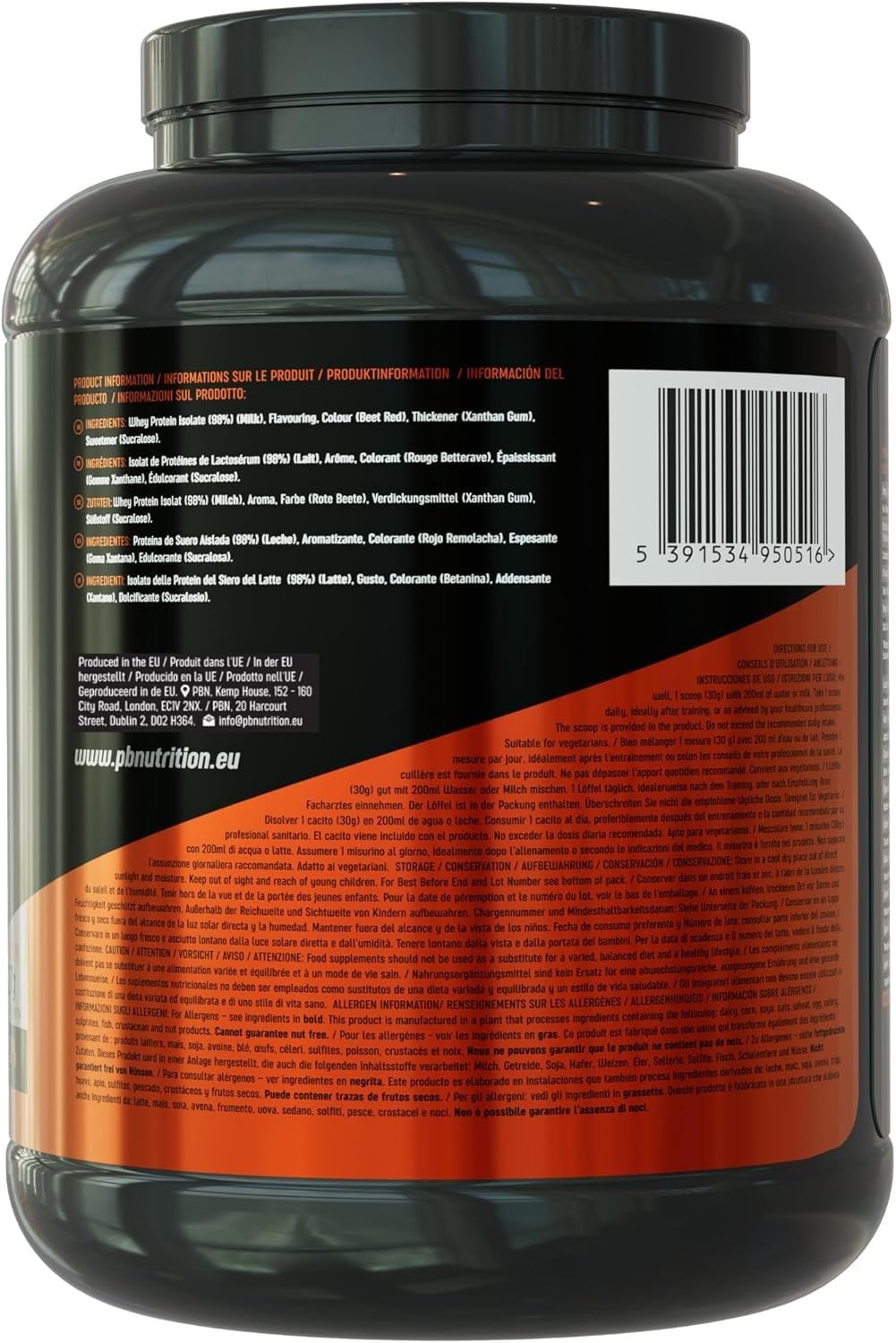PBN - Premium Body Nutrition - Poudre de Protéines Whey Isolat, 1kg, Fraise - 33 Portions