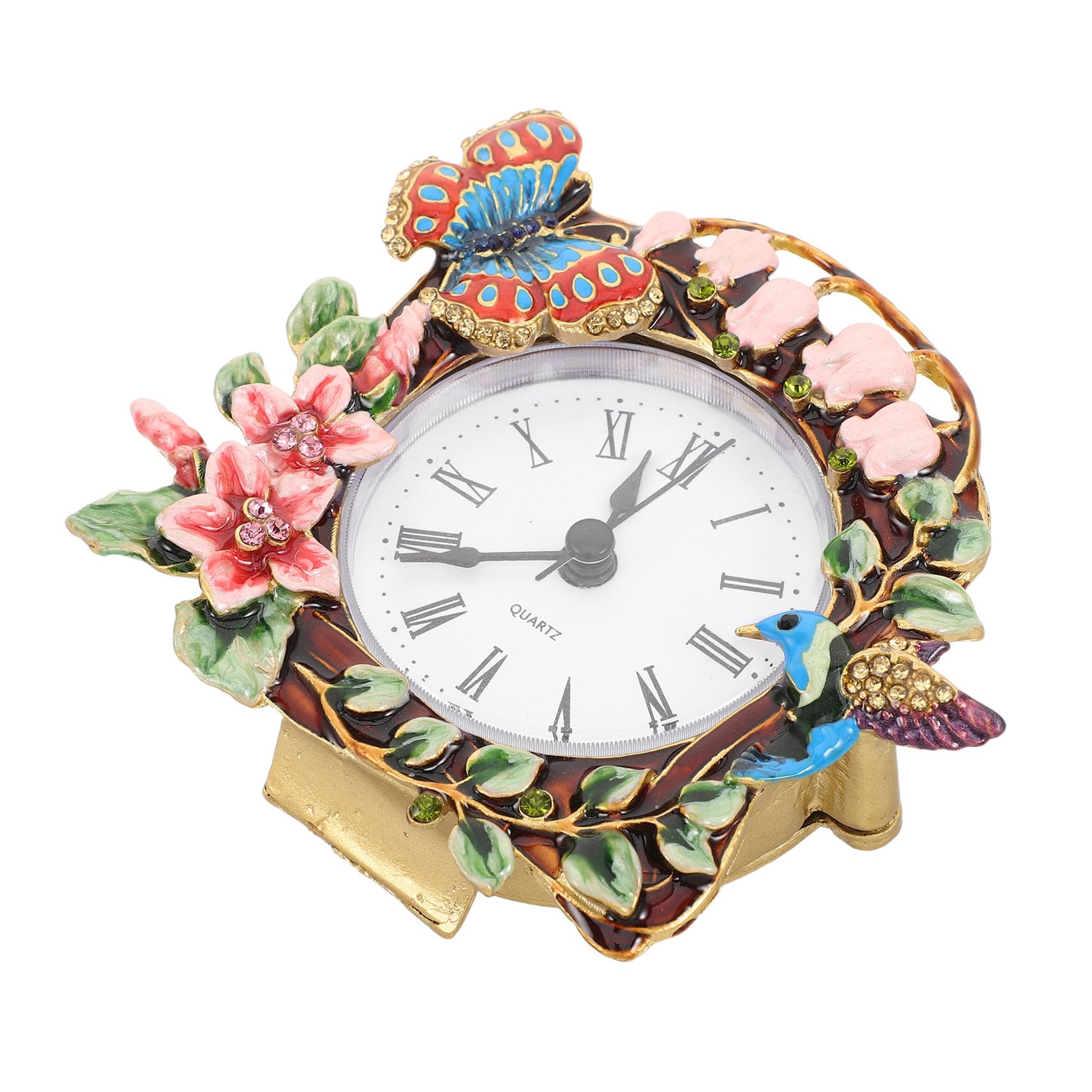 Reloj de escritorio floral pintado a mano para decorar el dormitorio o el baño