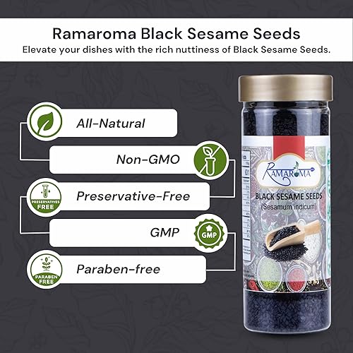 Miniatura 4 de Ramaroma, Semillas de sésamo negro orgánico (3.53 oz3.5 onzas) sin OMG, veganas, semillas de sésamo crudas  Sesamum indicum  Semillas de sésamo