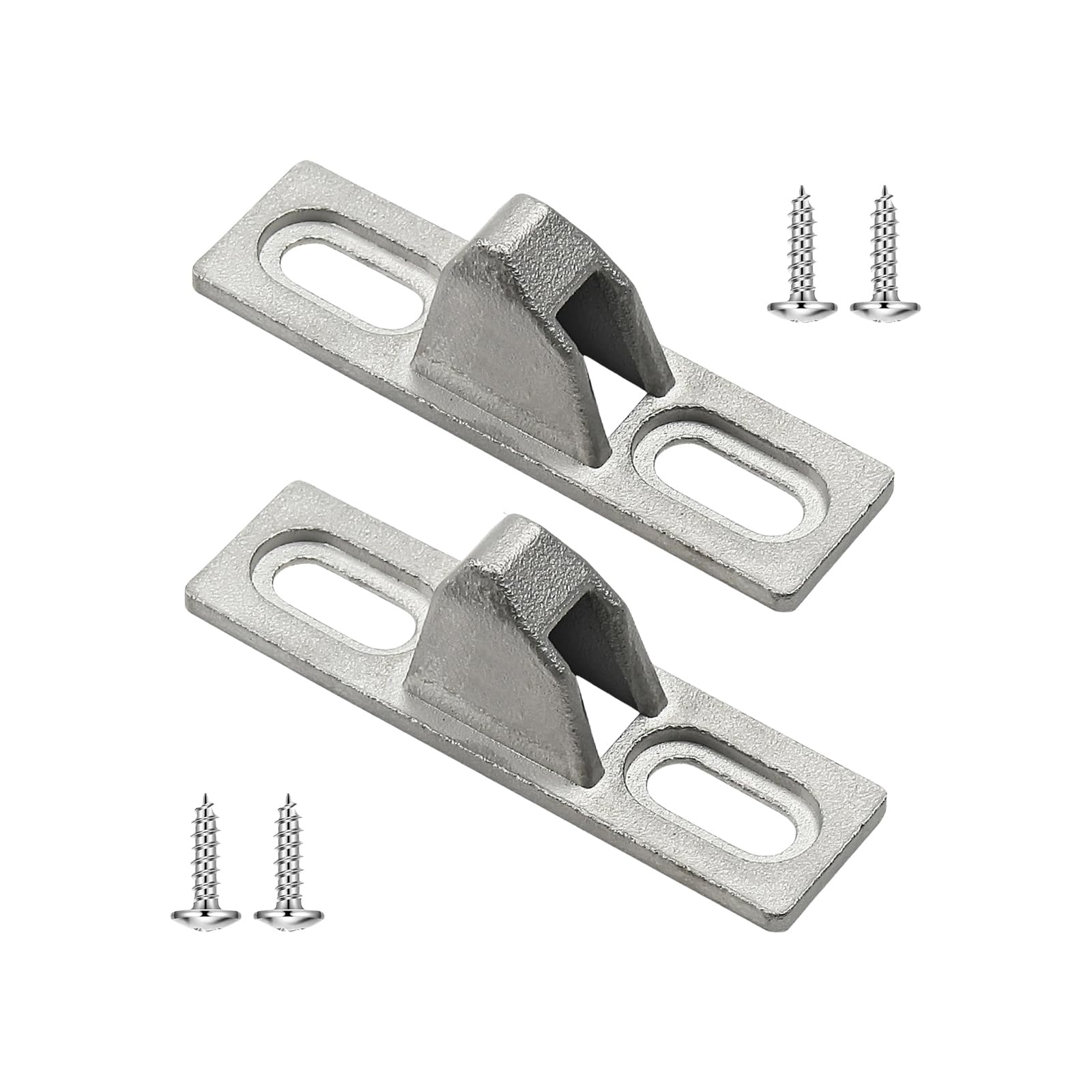 Newft Silver Secure Frictions Sliding Door Keeper Sturdy Zines Alloy Materials Construction 2Pcs Set Easy Installion Designs Adjustable Sliding Door Keeper