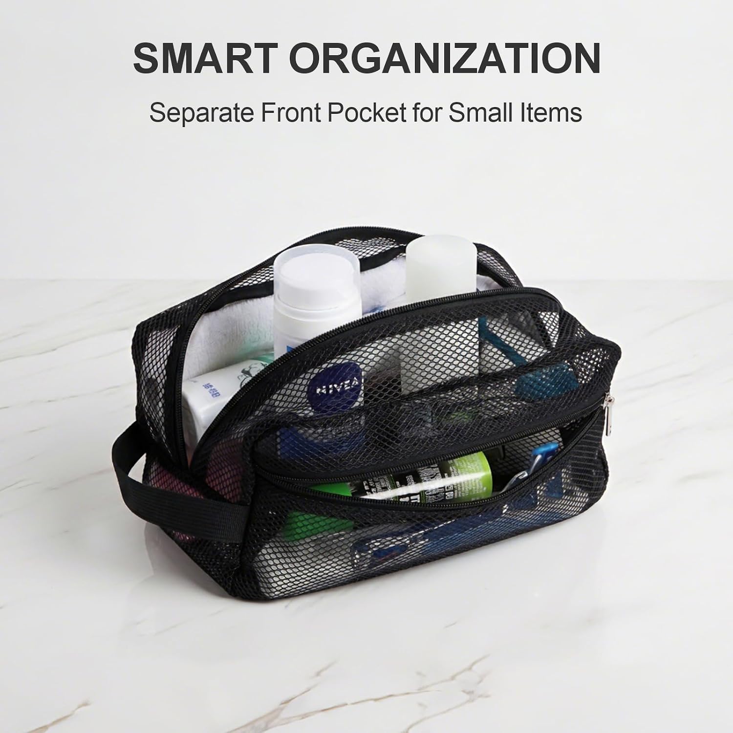 Mesh Shower Caddy Portable with Zipper - Toiletry Shower Bag for travel Gym image 3