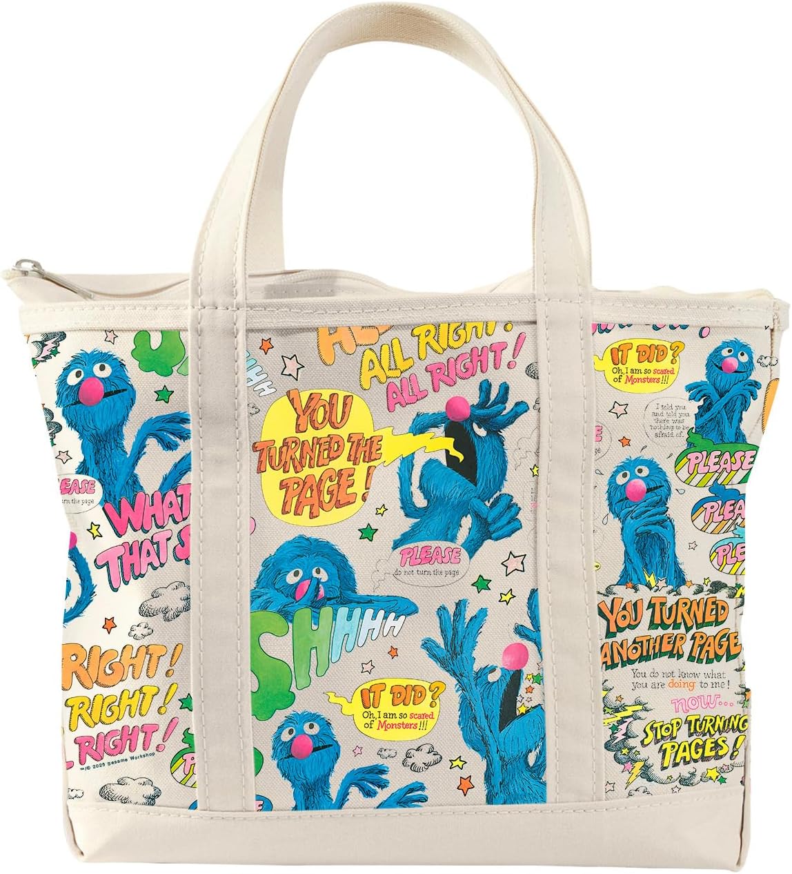 The Monster at the End of This Book Zippered Tote with Inner Pocket - Officially Licensed Sesame Street Gift for Book Lovers
