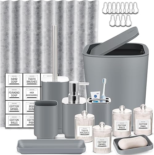 Miniatura 11 de Accesorios de baño verdes, juego de baño de 11 piezas, bandeja, soporte para cepillos de dientes, taza para cepillos de dientes, dispensador de