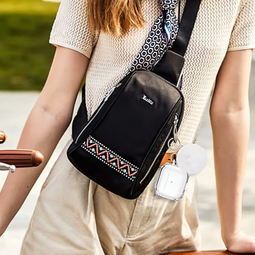 Miniatura 5 de Funda para Airpods 3 con llavero de conejo dorado y bola de la suerte + funda transparente para Airpods de 3 generación con llavero de bola de piel