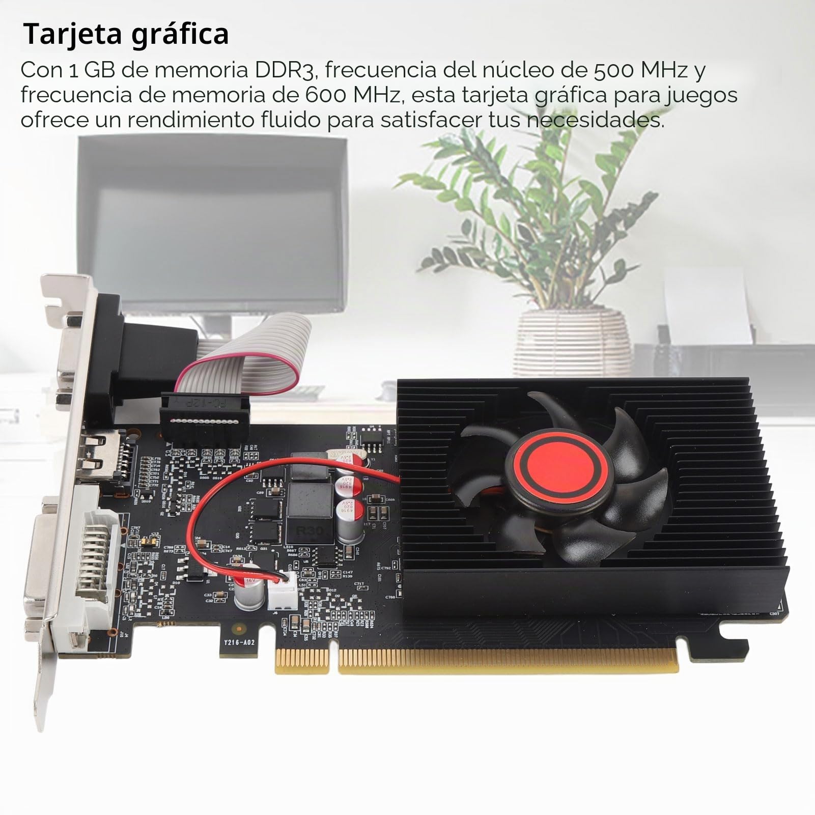 Tarjeta Gráfica, Tarjeta de Video de Juegos de 1 GB DDR3 64 bit, Interfaz PCI Express 2.0 16x, HDMI, DVI, VGA, Ventilador único, Tarjeta de Video de Computadora para Juegos de