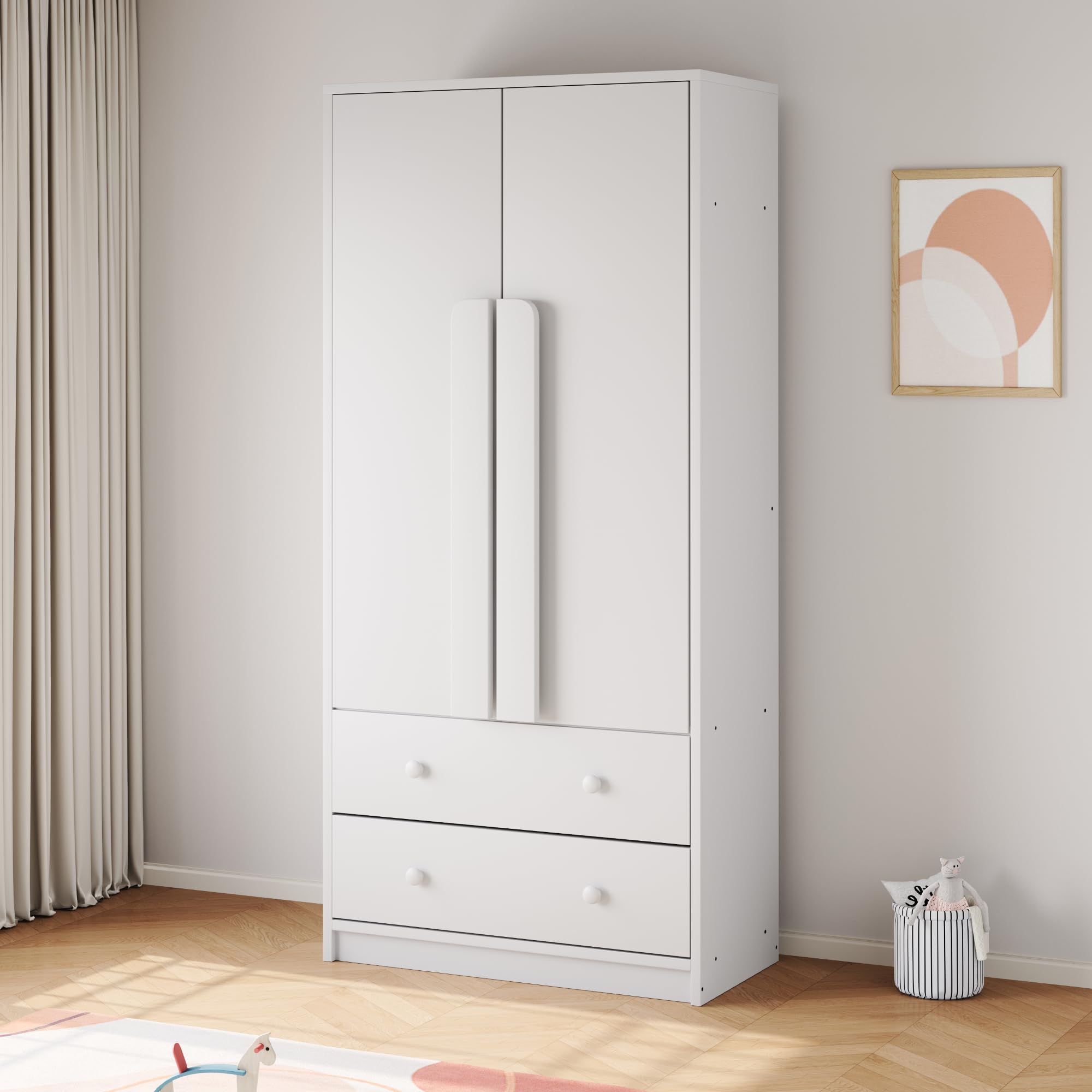 Soweiz Armario, Gran capacidad de almacenamiento con cajones, Duradero y estable, diseño de puertas dobles, con cajones y compartimentos de almacenamiento, 70x40x170 cm (blanco)
