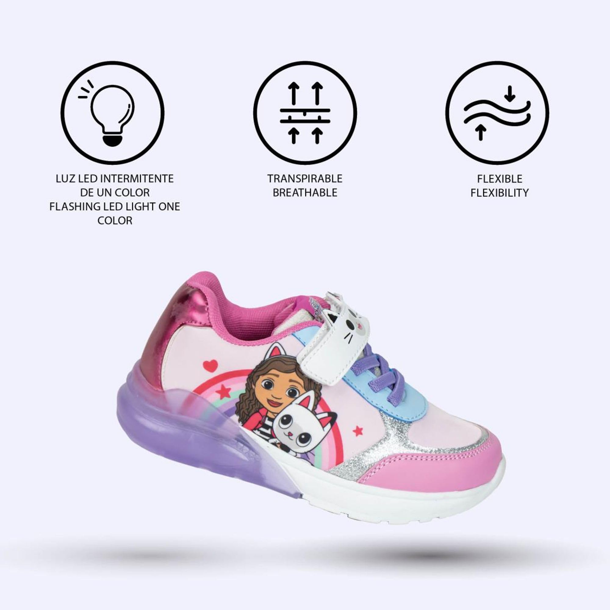 CERDÁ Life'S Little Moments Deportivas para Niñas Gabby’s Dollhouse con Luces LED y Suela Resistente TPR, Zapatillas, Rosa, 24 EU