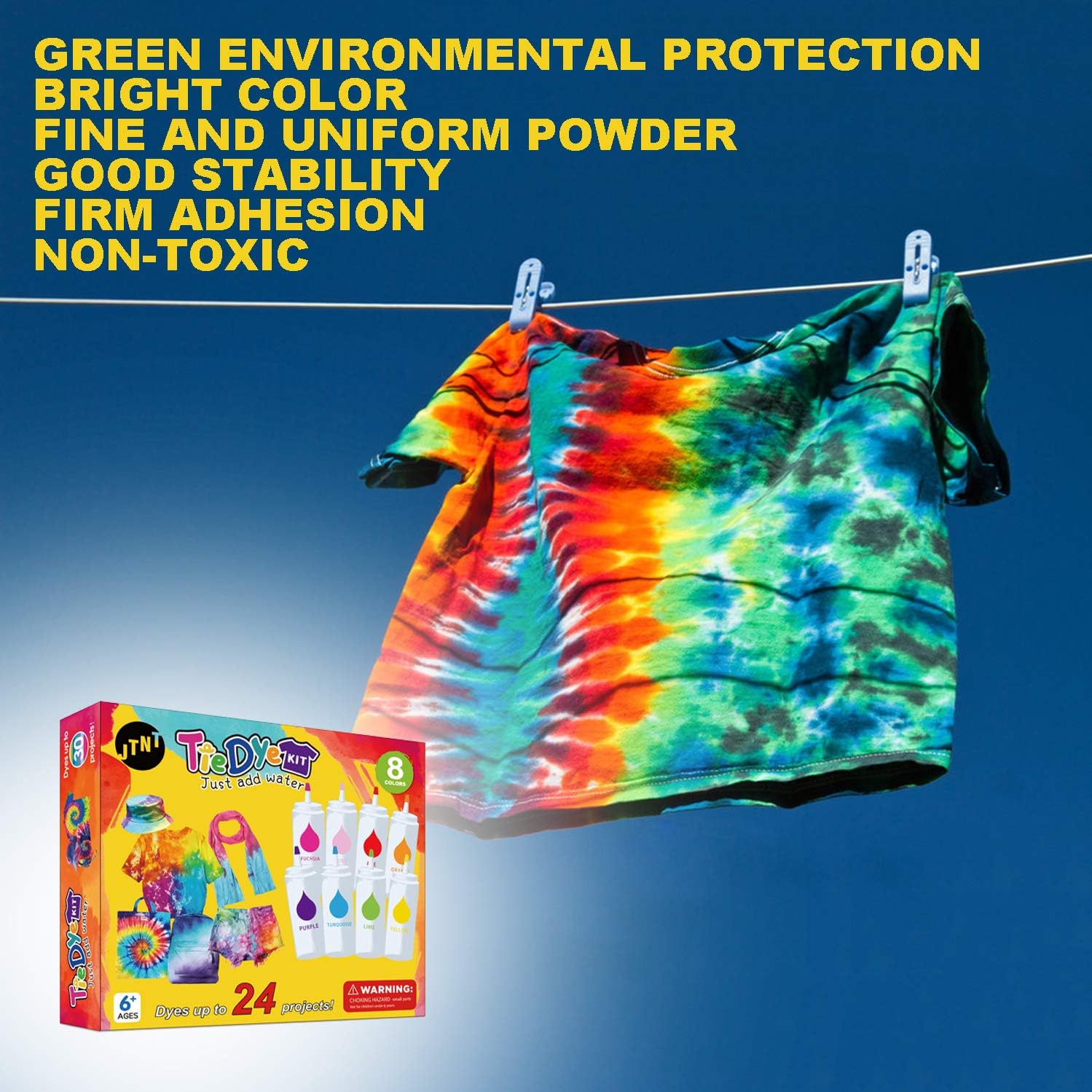 Tie-Dye Kit,2021 New Update 8 Colors Fabric Textile Paints Colorful Tie Dying Sets, Muti-Color Dyes Permanent Paint for DIY Arts Clothes Fabric