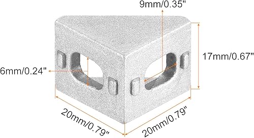 Miniatura 2 de uxcell 16 piezas de escudete de soporte de esquina interior, conectores de ángulo de 0.787x0.787x0.669 in 2020 para perfil de extrusión de aluminio
