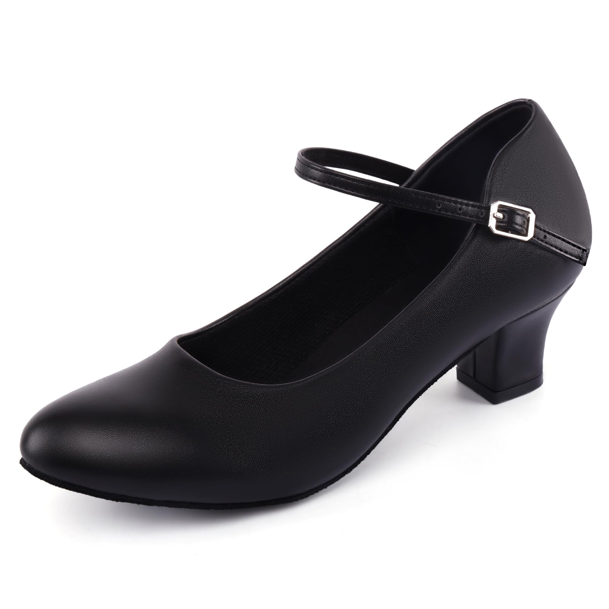 Linodes Economy PU Leather Ankle Strap Character Shoe 2'' Ballroom Dance Shoes for Women