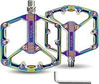 pxqual Mountain Bike Pedals - Lightweight Aluminum Flat MTB Pedals, 3 Sealed Bearings, 9/16" Anti-Slip Platform for Road BMX