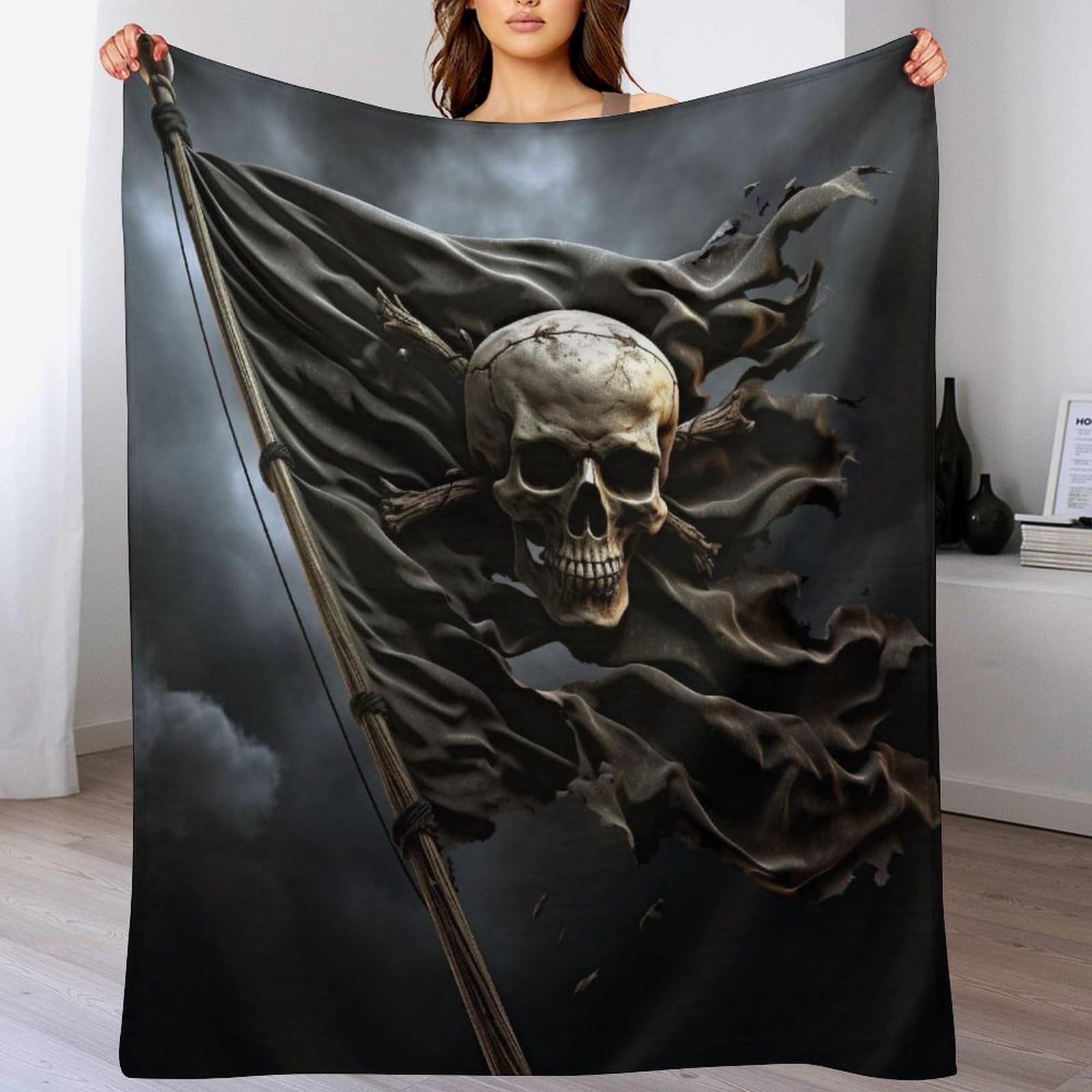 Couverture plaid pirate en flanelle légère pour vos soirées cinéma et voyages