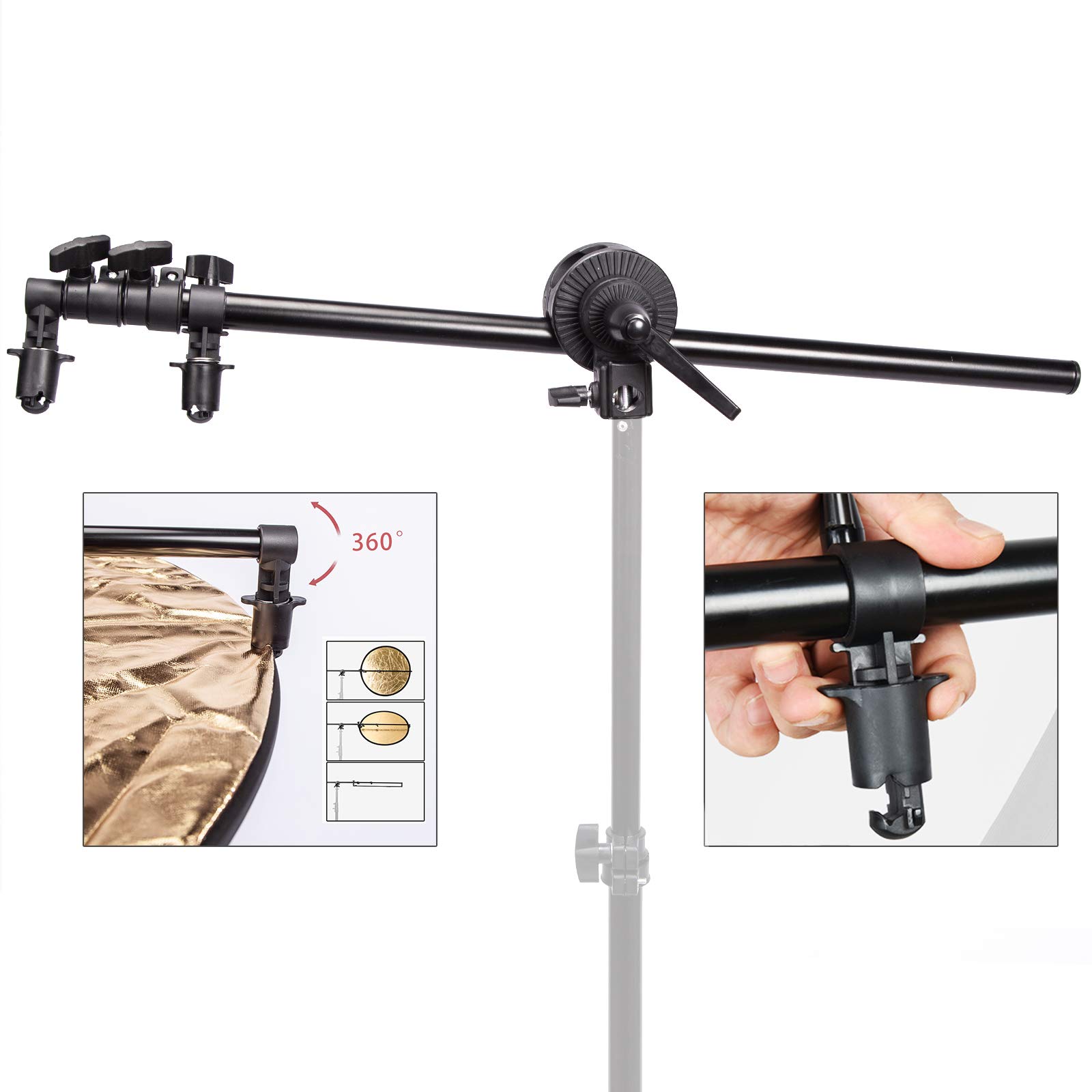 Estudio Fotografía Extensible Reflector Brazo Ayuda del sostenedor Single Clamp