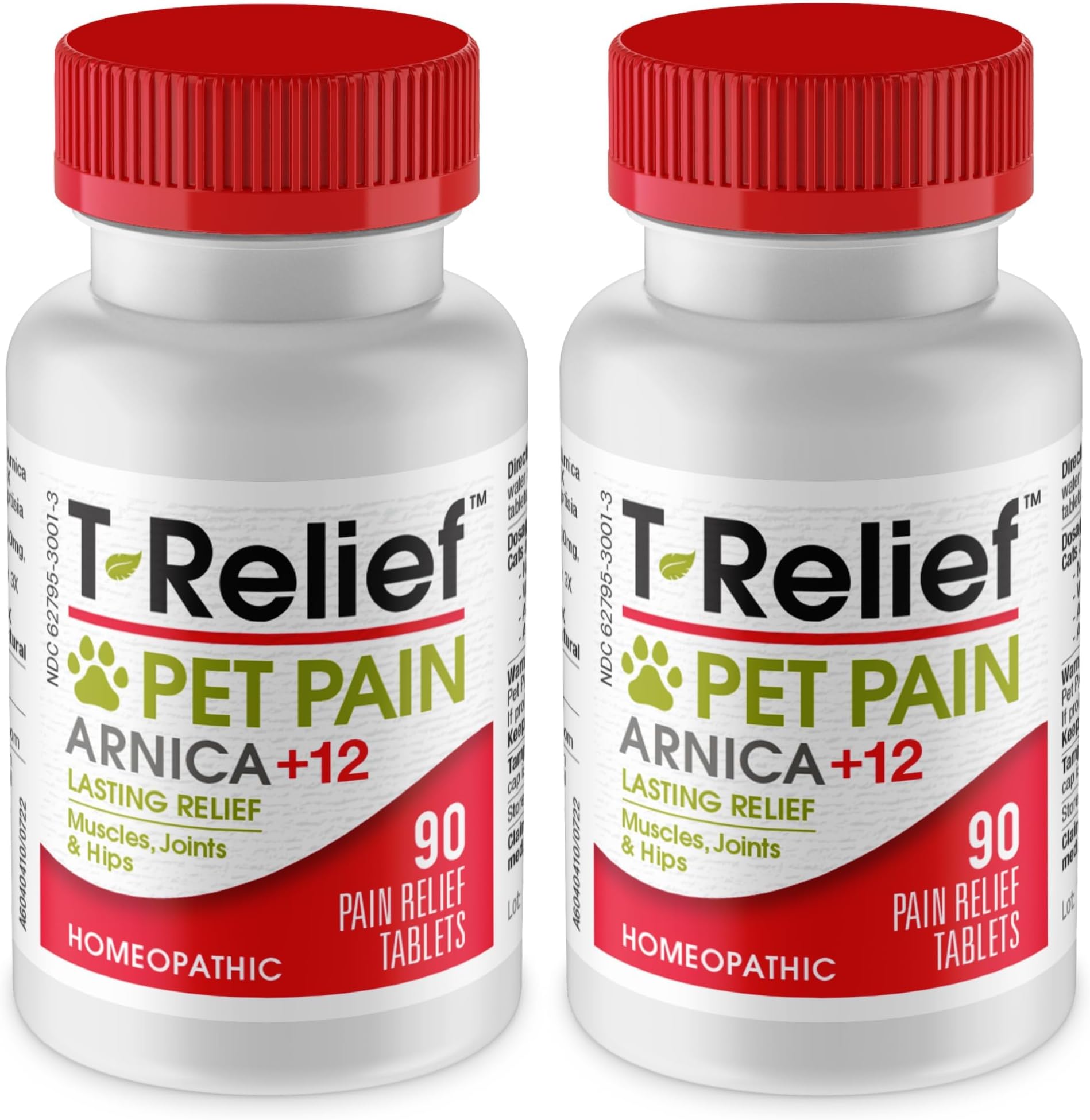T-Relief Pet Pain Relief Arnica +12 Powerful Natural Medicines Help Ease Muscle Joint & Hip Pain Soreness Stiffness & Injuries Max Fast-Acting Soother for Dogs & Cats - 90 Tablets (2 Pack)