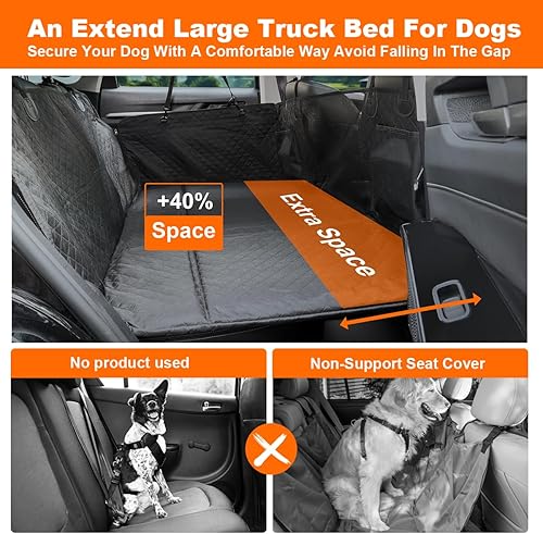 Miniatura 2 de Vailge Funda de asiento de automóvil para perros, extensor de asiento trasero grande para perros, impermeable, no inflable, parte inferior dura,