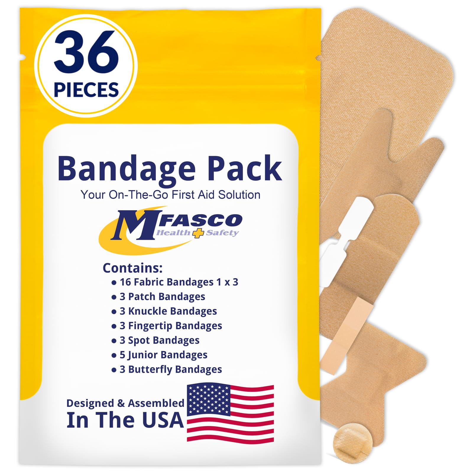 MFASCO Fabric Bandages Refill Pack Assorted Adhesive Travel Use