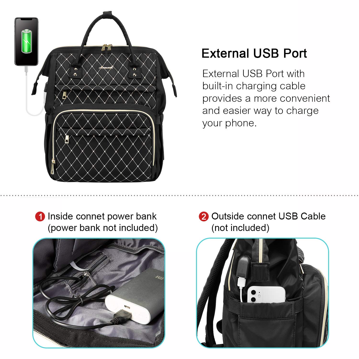 Sac à Dos Pour Ordinateur Portable Pour Femme, Noir, 17.3 Zoll