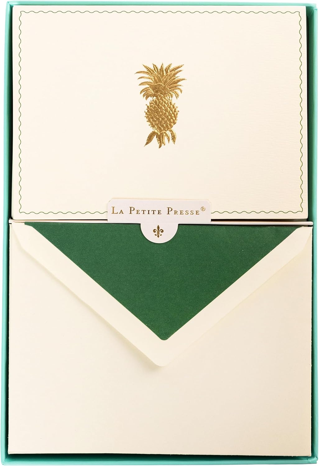 Graphique Pineapple Designer Cards Luxe Collection, Gold Foil Embossed Stationery Boxed Set, 10 Blank Cards with 11 Envelopes, All Occasion Greetings, 5.25" x 3.8"